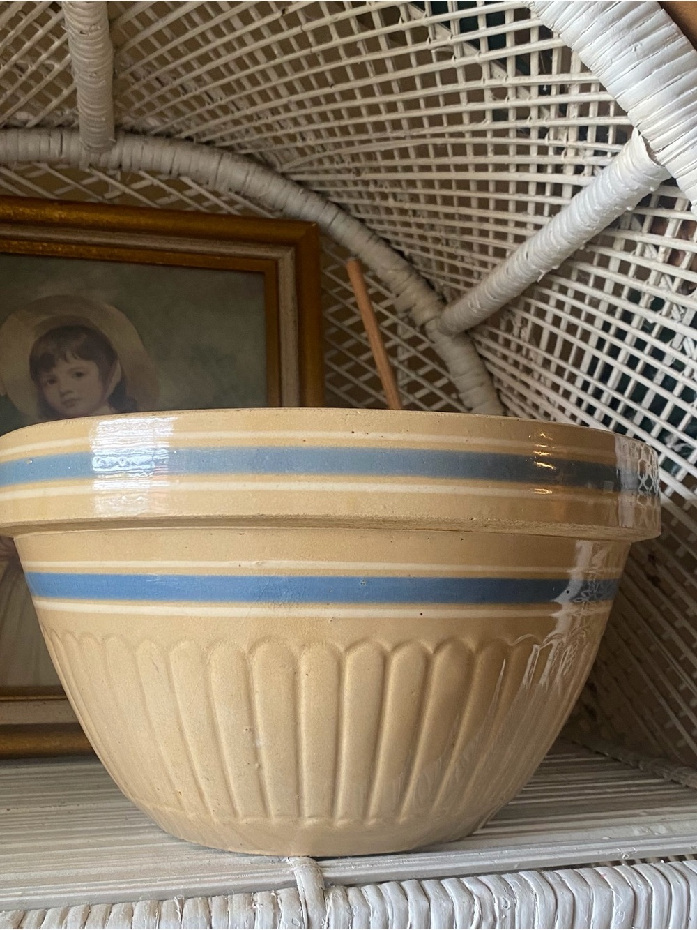 Vintage Yellow Ware Fence Picket McCoy Mixing Bowl